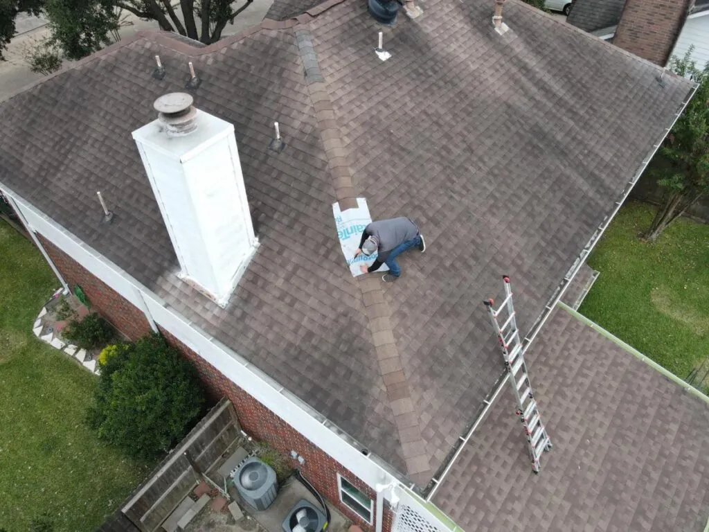 Architectural asphalt shingle roof installation on a Houston-area home