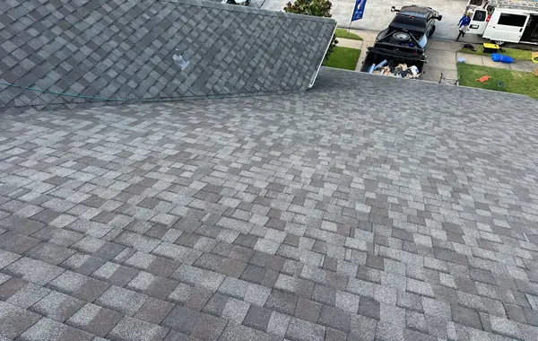 Hip ridge after repair on a Pearland, TX roof