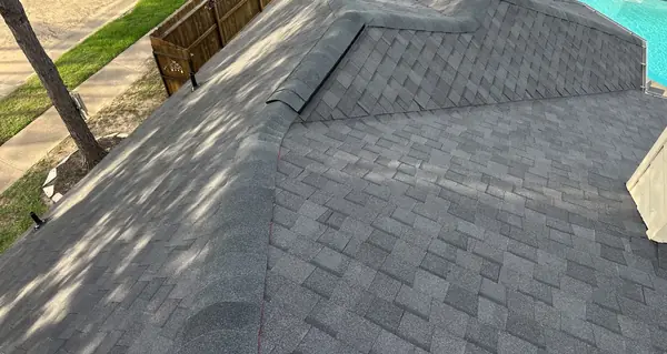 Driftwood laminate roof and chimney chase on a Copperfield home in Houston 77095