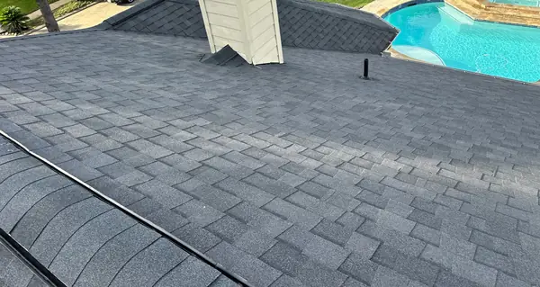 Hip ridge of a May 2025 roof replacement in Copperfield