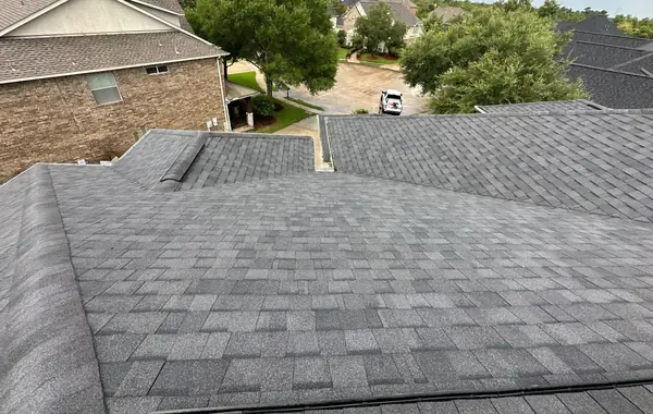 Rear slope of a replaced roof in League City, TX
