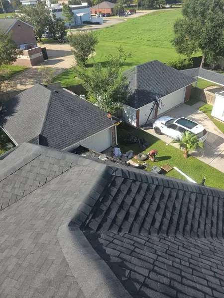 Rear slope of a replaced roof in League City, TX