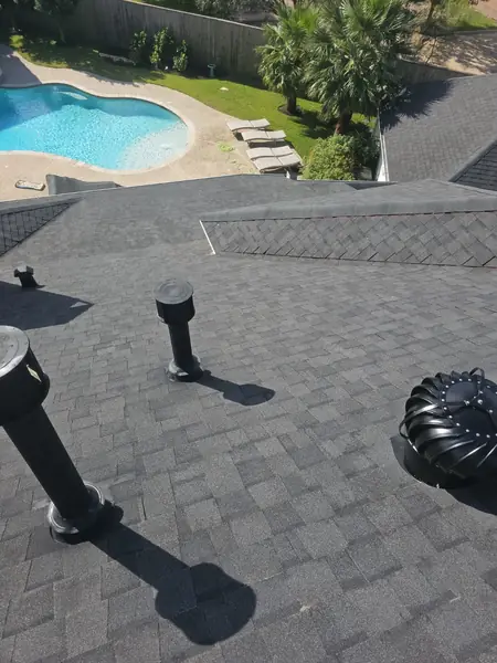 Ridge cap detail on a new League City roof