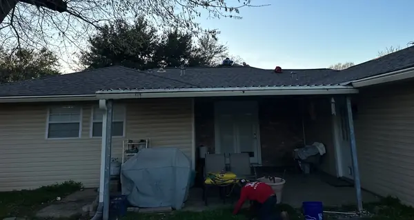 Patio tie-in rebuilt under new drip edge in Channelview, TX