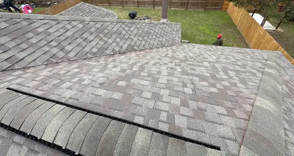 Hip intersections and ridge vent on the finished roof
