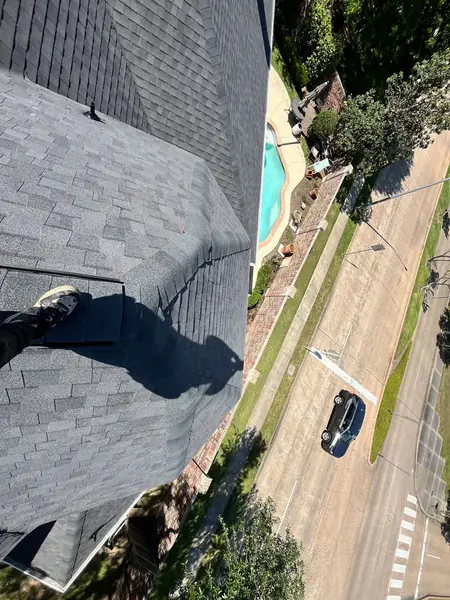 Ridge cap and gable on a new Houston roof