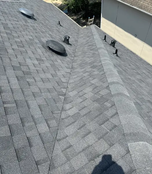 Hip ridge of a replaced roof near West University, Houston