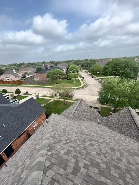Front corner of a League City home after roof replacement