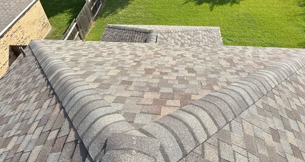 Rear hip and valley of the completed roof, Cypress 77433