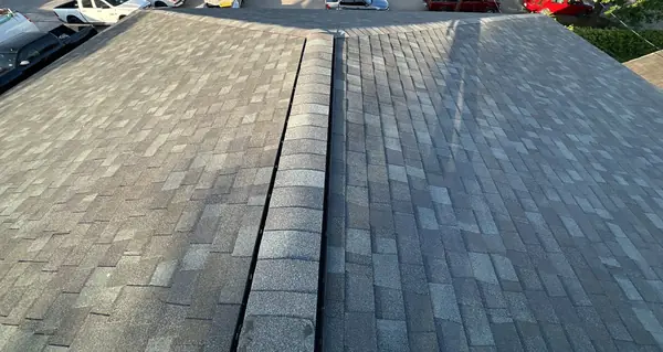 Front slope of a replaced roof near the Houston Heights