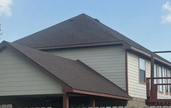 Rear hip slope of the completed roof, Cypress 77429