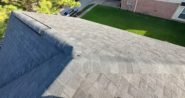 Front slope and valley of a replaced roof in northwest Houston