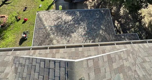 New ridge vent along the main peak seen from above, Katy