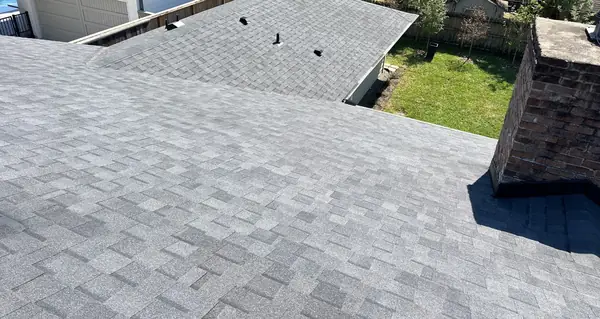 Hip ridge of a December 2024 roof replacement in Houston