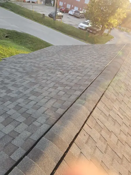 Ridge cap detail on a new Houston roof