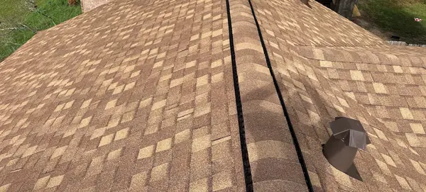 Ridge cap detail on a new Houston roof