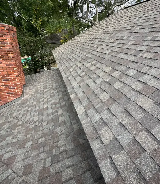 Brick chimney re-flashed on the new roof