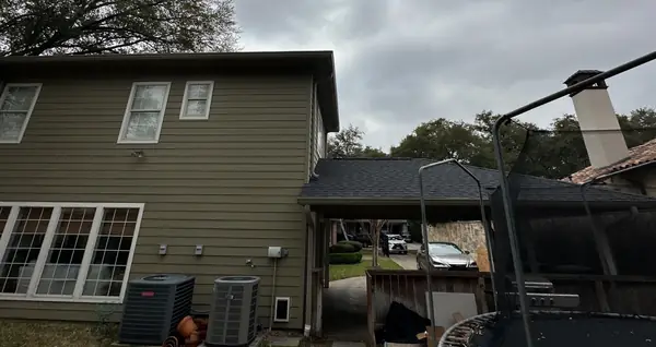 Flat membrane section on a replaced Houston roof
