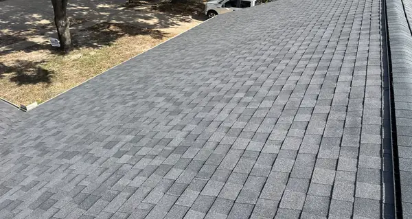 Hip ridge of a January 2025 roof replacement in southwest Houston