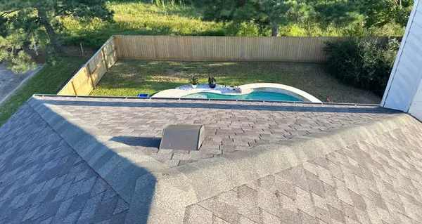 Rear hip of the finished roof above the pool