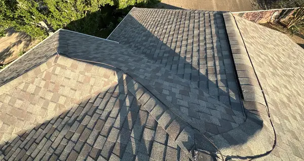 Hip line and ridge caps on the new roof