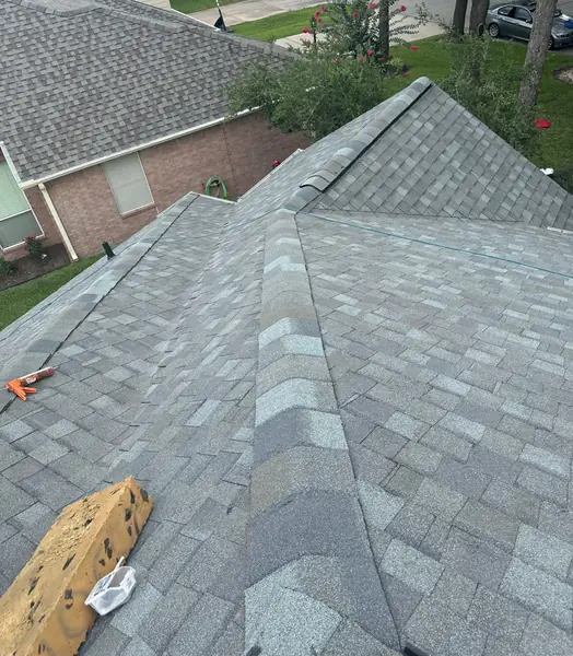 Front slope of a new laminate roof in Houston