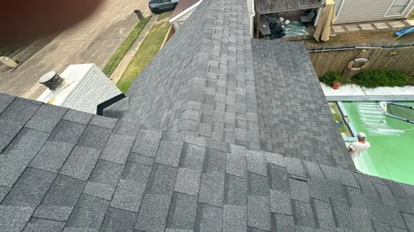 Front gable with fresh shingles in Houston, TX