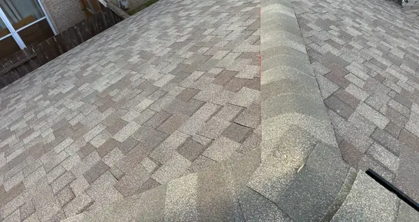 New driftwood laminate roof with ridge cap on a Houston home in 77041