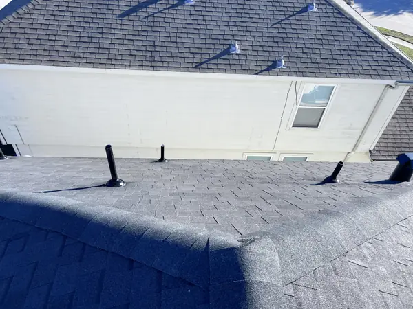 Valley and ridge detail on a replaced Houston roof