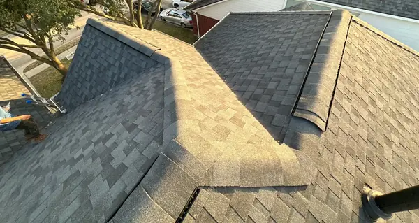 Ridge line of the completed roof