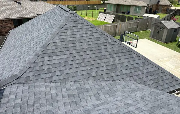 Ridge line of the completed roof
