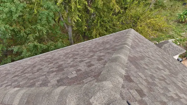 Ridge cap detail on a new Houston roof