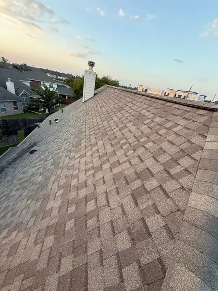 Steep front gable and hip from the ridge