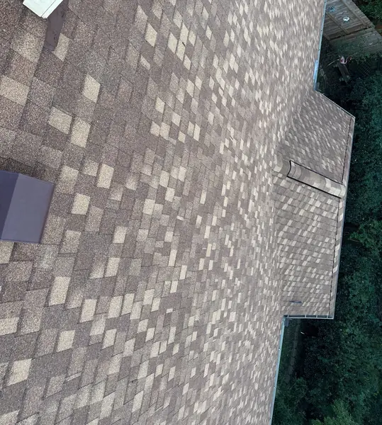 Side slope of a storm-restored roof in Houston